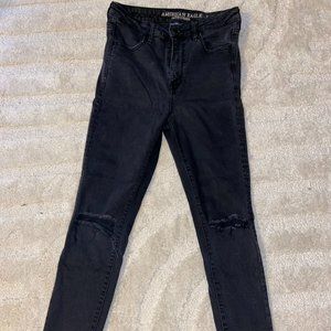 American Eagle Black Distressed Jeans